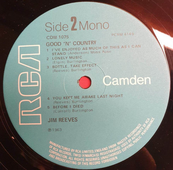 Jim Reeves : Good 'N' Country (LP, Album, Mono, RE)