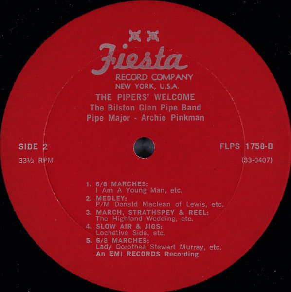 Bilston Glen Pipe Band : The Pipers' Welcome (LP, Album)