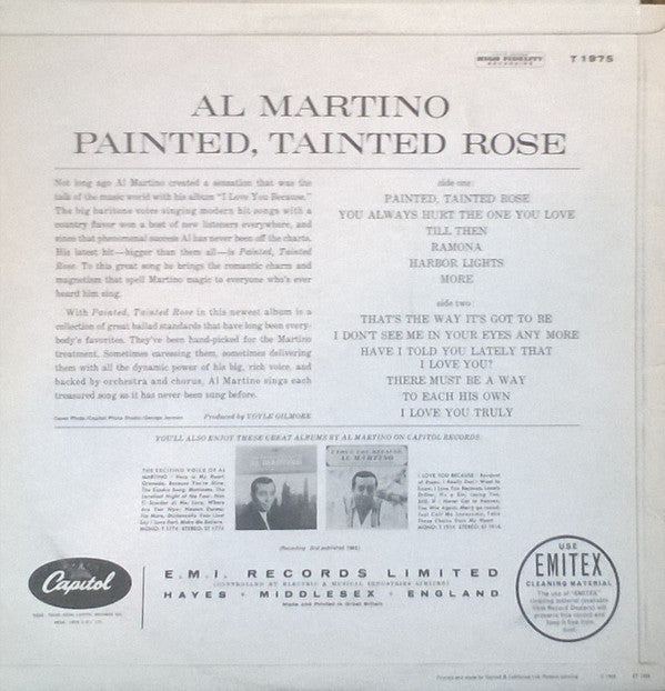 Al Martino : Painted, Tainted Rose (LP, Album, Mono, RE)