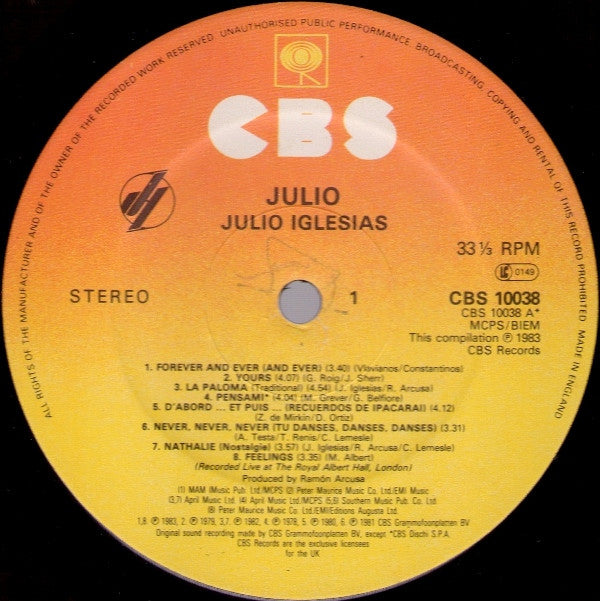 Julio Iglesias : Julio (LP, Comp)