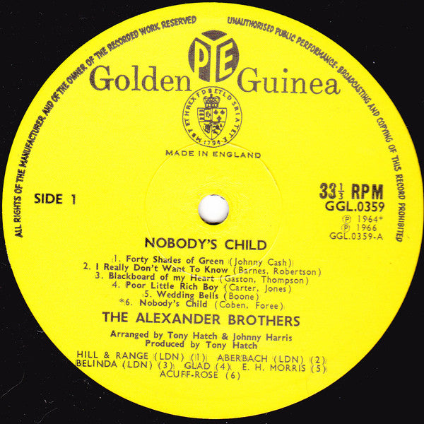 The Alexander Brothers : Nobody's Child (LP, Album)