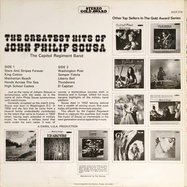 The Capitol Regiment Band : The Greatest Hits Of John Philip Sousa (LP, Album)