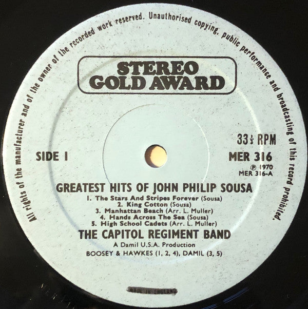 The Capitol Regiment Band : The Greatest Hits Of John Philip Sousa (LP, Album)