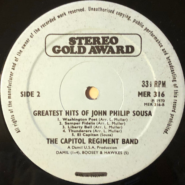 The Capitol Regiment Band : The Greatest Hits Of John Philip Sousa (LP, Album)