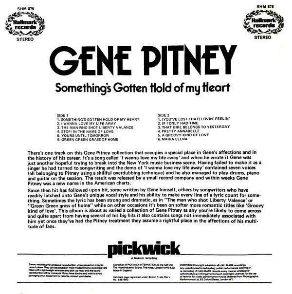 Gene Pitney : Something's Gotten Hold Of My Heart (LP, Comp)