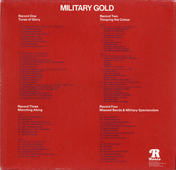 Massed Bands Of The Household Cavalry, Massed Bands Of The Guard Division, Massed Bands From 1st British Corps : Military Gold (4xLP, Comp, Ltd, Pye + Box)
