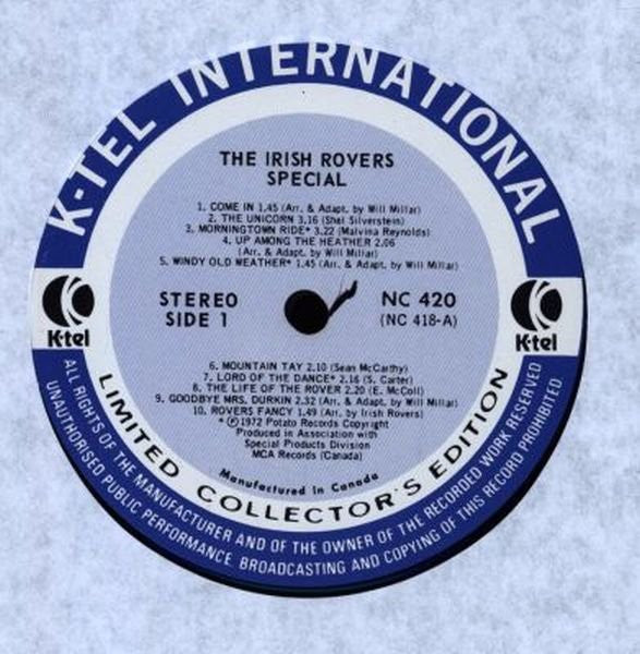 The Irish Rovers : The Irish Rovers Special (LP, Comp, Ltd)