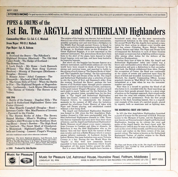 The Argyll And Sutherland Highlanders : Pipes & Drums (LP, Album)