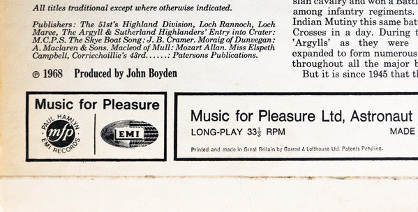 The Argyll And Sutherland Highlanders : Pipes & Drums (LP, Album)