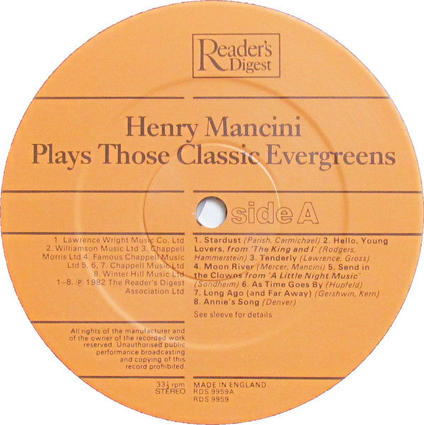 Henry Mancini : Henry Mancini Plays Those Classic Evergreens (LP)