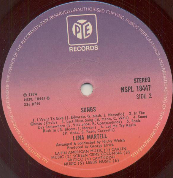 Lena Martell : Lena Martell Songs (LP)