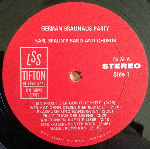 Karl Braun's Brauhaus Band and Chorus : German Brauhaus Party (LP, Album)