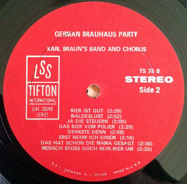 Karl Braun's Brauhaus Band and Chorus : German Brauhaus Party (LP, Album)