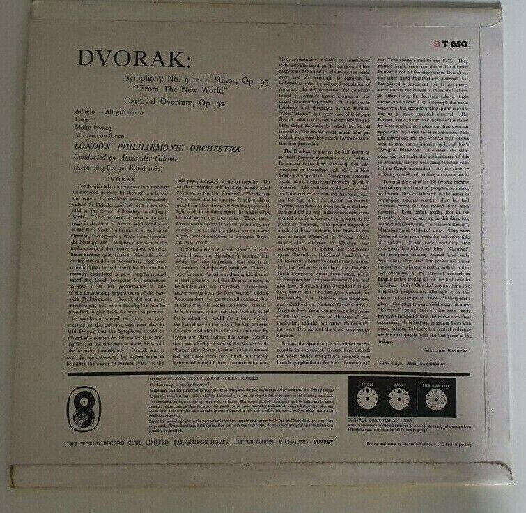 Dvorak Symphony no 9 London Philharmonic Vinyl LP | FREE POST
