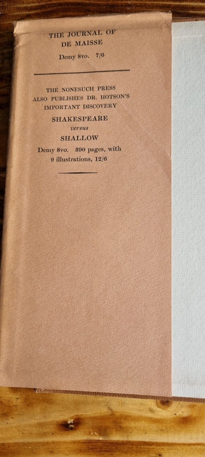 1931 De Maisse A Journal of Accomplishments Harrison & Jones First EDITION Book