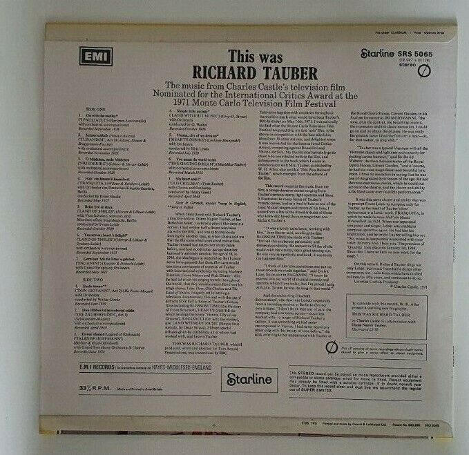 Richard Tauber - This Was Richard Tauber - Vinyl Record.. | FREE POST