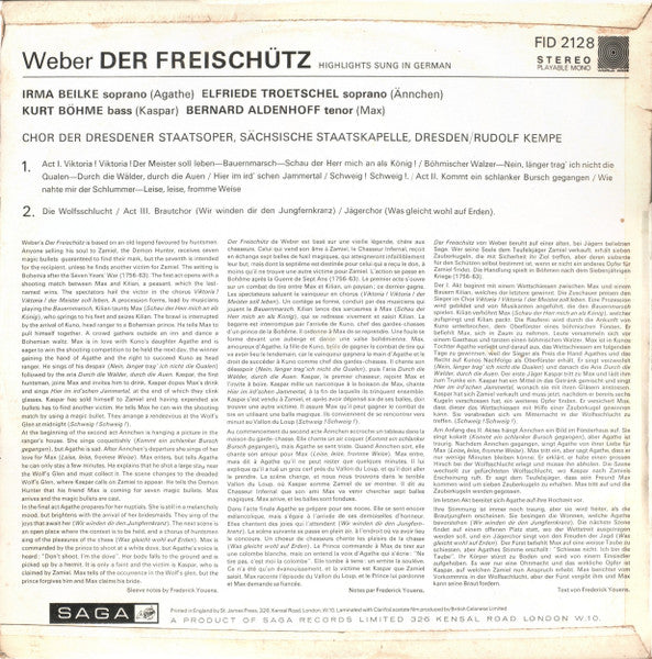 Carl Maria von Weber - Rudolf Kempe, Chor der Staatsoper Dresden, Staatskapelle Dresden : Der Freischutz (LP)