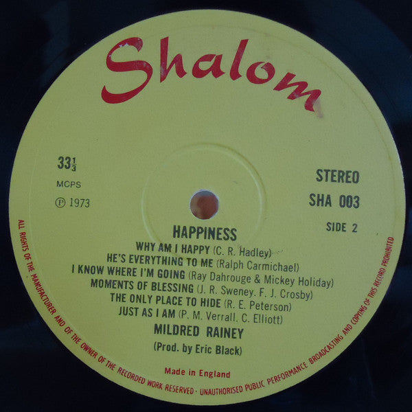 Mildred Rainey : Happiness (LP, Album)