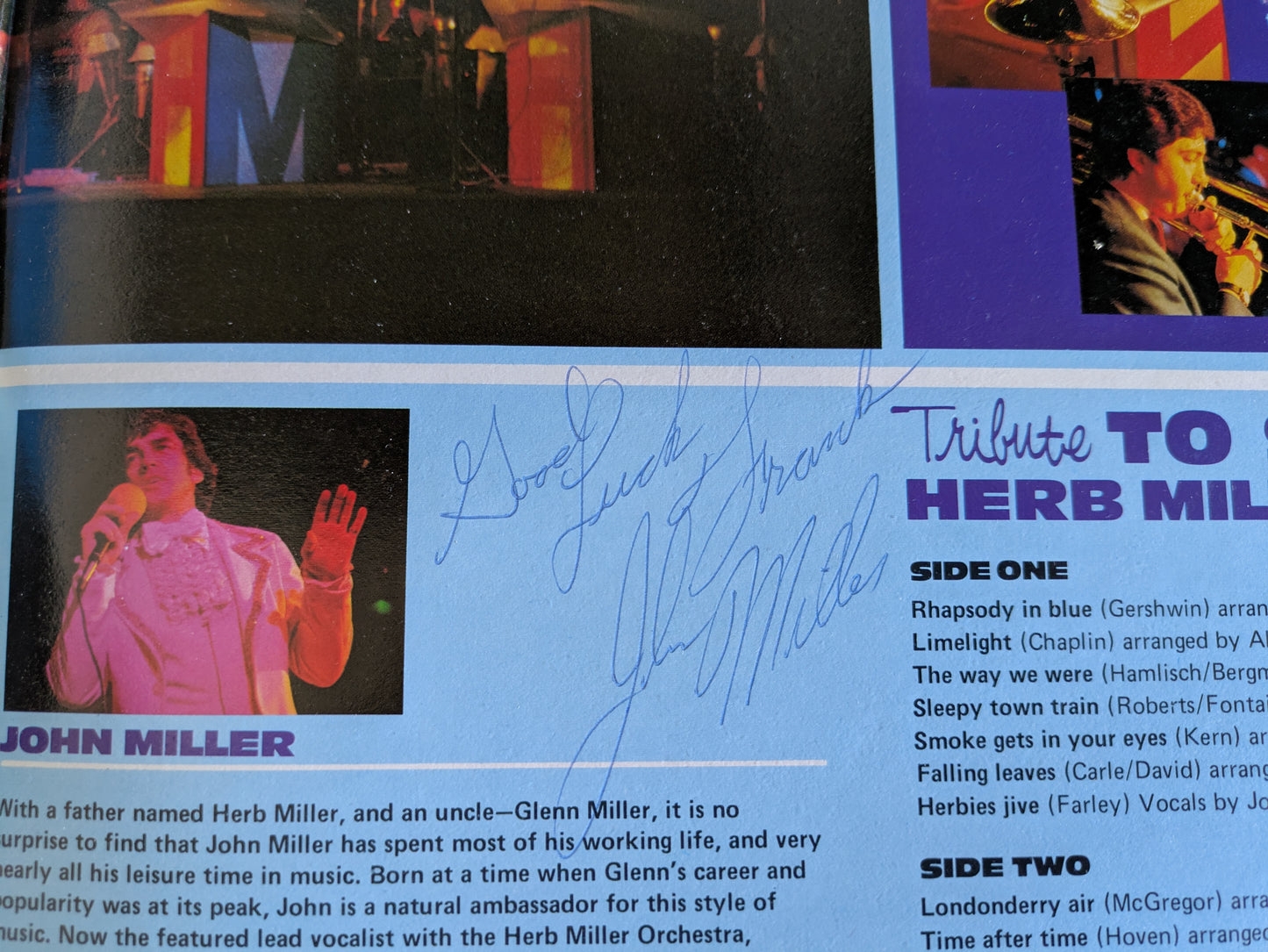 Rare Autographed Signed Tribute to Swing LP John Miller and Herb Miller