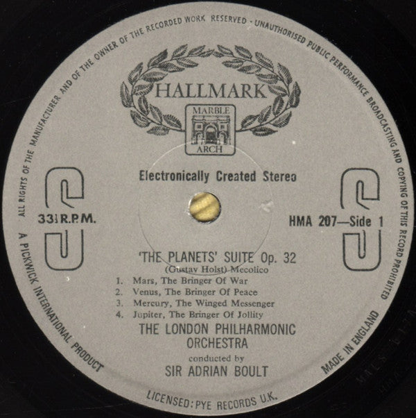 Gustav Holst - London Philharmonic Orchestra Conducted By Sir Adrian Boult : The Planets (LP, RE)