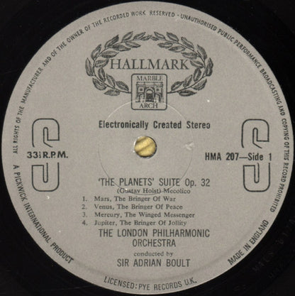 Gustav Holst - London Philharmonic Orchestra Conducted By Sir Adrian Boult : The Planets (LP, RE)