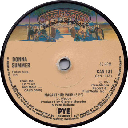 Donna Summer : MacArthur Park (7", Single, Sol)