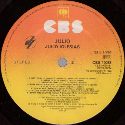 Julio Iglesias : Julio (LP, Comp)