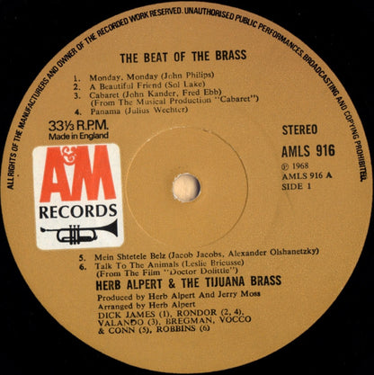 Herb Alpert & The Tijuana Brass : The Beat Of The Brass (LP, Album)
