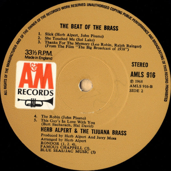 Herb Alpert & The Tijuana Brass : The Beat Of The Brass (LP, Album)