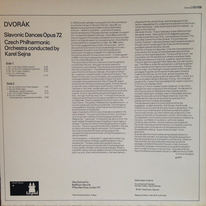 The Czech Philharmonic Orchestra / Karel Šejna, Antonín Dvořák : Slavonic Dances Op. 72, Nos 1-8 (LP, Album)
