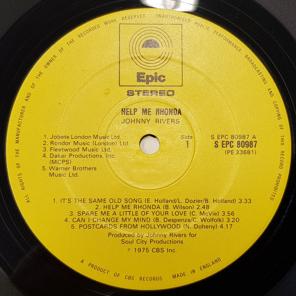 Johnny Rivers : Help Me Rhonda (LP)