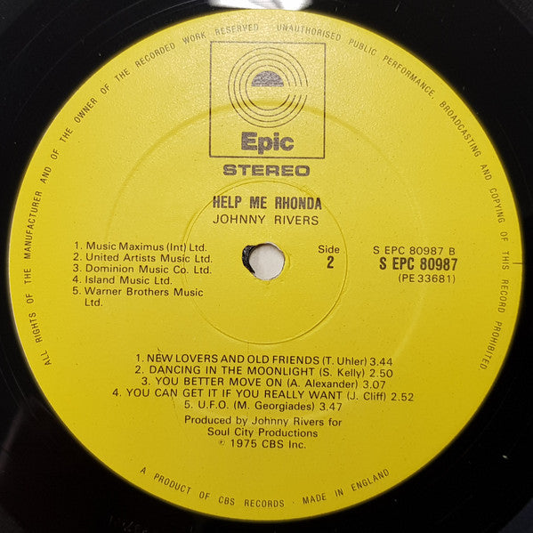Johnny Rivers : Help Me Rhonda (LP)