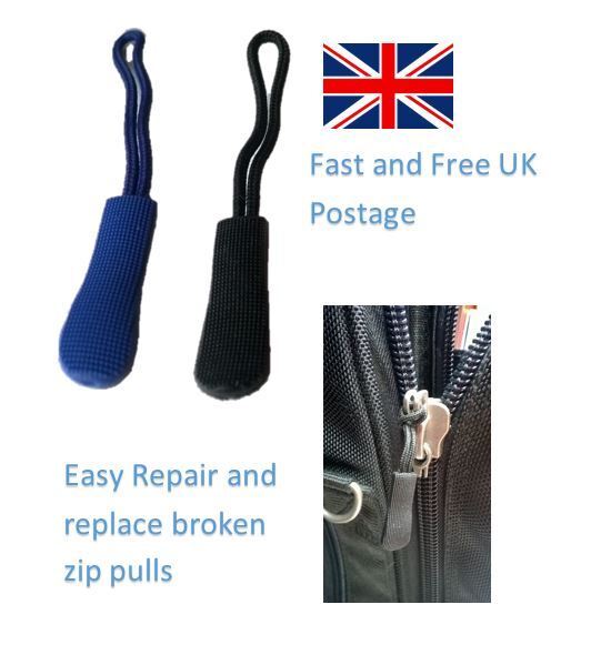 Zip Pull Cord Replacement Broken fastener Zipper Suitcase Bag Tent Coat Black