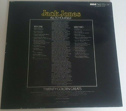 Jack Jones ‎All To Yourself (Twenty Golden Greats) Vinyl LP 1977 RCA ‎TVL 43002