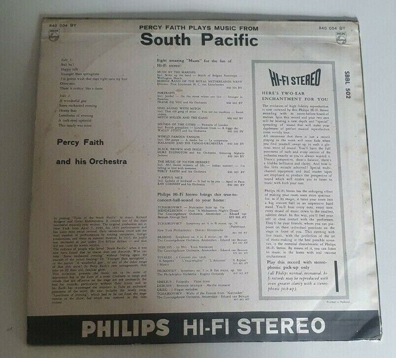 South Pacific Soundtrack  World Record Showcase VG (vinyl album  LMP1 1961 LP )