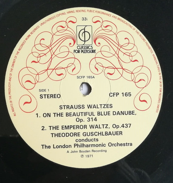 Johann Strauss Jr., London Philharmonic Orchestra, Theodor Guschlbauer : Strauss Waltzes (LP, RE)