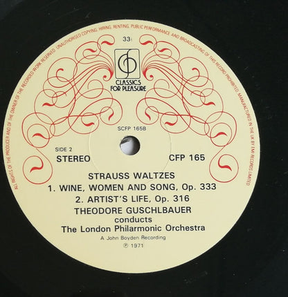 Johann Strauss Jr., London Philharmonic Orchestra, Theodor Guschlbauer : Strauss Waltzes (LP, RE)