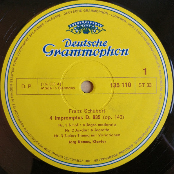 Franz Schubert, Jörg Demus : Impromptus Op. 142 / 12 Deutsche Tänze u.a. (LP, RE)
